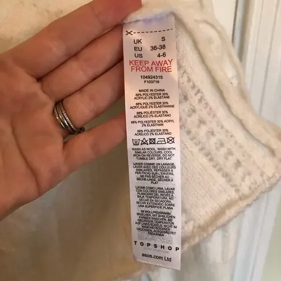 NWT Topshop Knitted Stitch Collar Jumper in Ivory - Picture 11 of 13